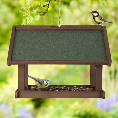 Relaxdays Braunes Vogelfutterhaus zur Wandmontage