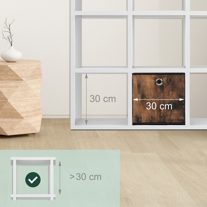 Relaxdays Stoff Aufbewahrungsbox Holzoptik 6er Set