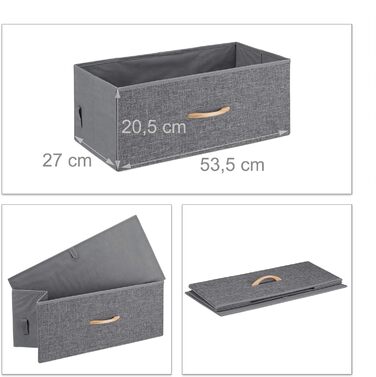 Relaxdays Roll-Schubladenschrank, 6 Stoffschubladen, Holzoptik, 74,5x58x30 cm, grau (Design A)