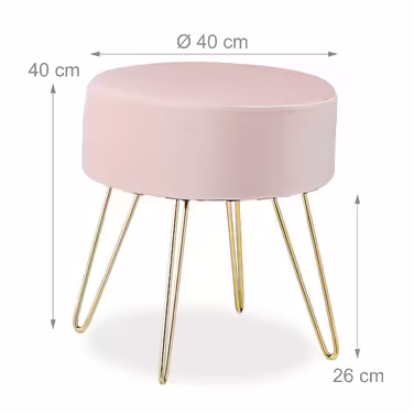Relaxdays Samthocker mit Metallbeinen rosa