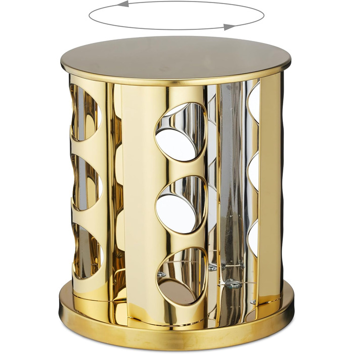 Relaxdays Gewürzkarussell, 12 Gläser, 360° drehbar, Edelstahl, Glas, 22x20 cm, rund, gold