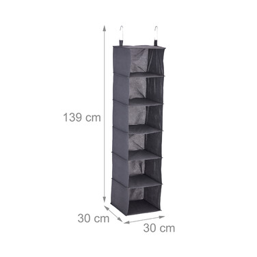 Relaxdays Hängeregal Kleiderschrank 6 Fächer