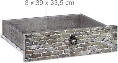 Relaxdays Vintage Kommode, 4 Schubladen, Lowboard in Betonoptik, Motiv, HBT: 68x60x40 cm, grau