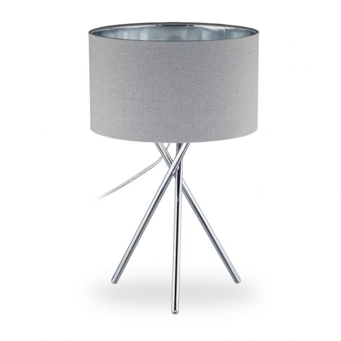 Relaxdays Dreibein Lampe grau