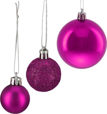 Relaxdays Weihnachtskugeln, 100er Set, Weihnachtsdeko, matt, glänzend, glitzernd, Christbaumkugel ∅ 3, 4 & 6 cm, (Rosa)
