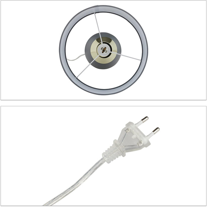 Relaxdays Nachttischlampe Touch dimmbar, 3 Stufen, E14, HxD: 48,5 x 28 cm, modern, Touch Lampe mit Schirm, (Grau/Gold)