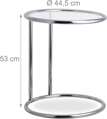 Relaxdays, Silber runder Beistelltisch, Metallgestell, Glasplatte, Wohnzimmertisch, Deko, Designer Tisch, HxD 53 x 45 cm, Standard