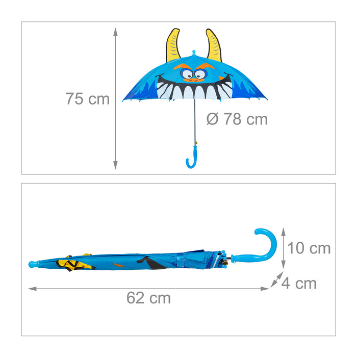 Relaxdays Kinder Regenschirm 'Monster'