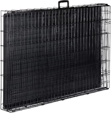 Relaxdays Hundekäfig, Faltbare Hundetransportbox, Welpenkäfig, 2 Türen, Bodenschale, Drahtkäfig Metall, XXXL, Schwarz Schwarz XXXL