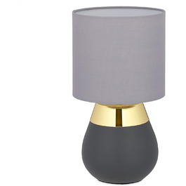 Relaxdays Nachttischlampe Touch dimmbar, moderne Touch Lampe, 3 Stufen, E14, Tischlampe, HxD: 32,5 x 18 cm, grau- (Gold)