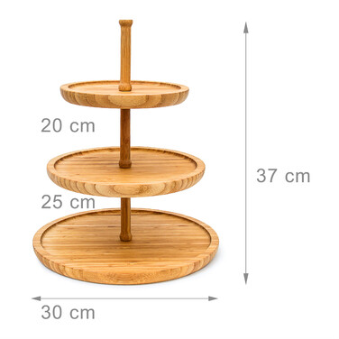 Relaxdays Etagere Bambus mit 3 Schalen
