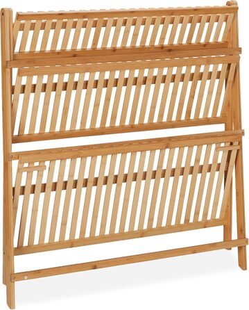 Relaxdays Blumenregal Bambus, 3 Ebenen, 96x99,5x37 cm, klappbare Blumentreppe, Natur