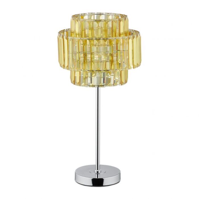 Relaxdays Nachttischlampe Kristall gold