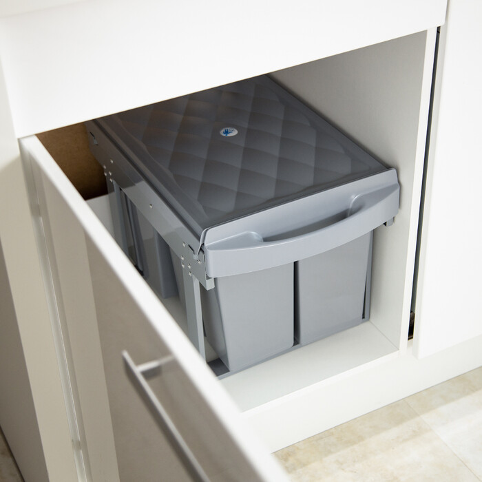 Relaxdays Einbaumülleimer Grau Deluxe 4x8L