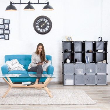 Relaxdays Steckregal Kunststoff mit 16 Fächern