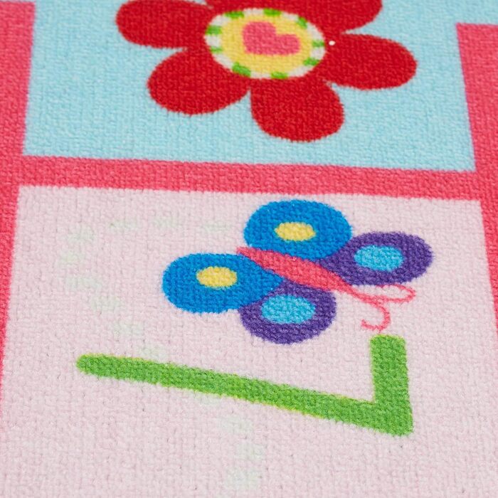 Relaxdays Kinderteppich, Spielteppich mit Hüpfspiel, 179 x 67 cm, Hüpfteppich fürs Kinderzimmer, Himmel und Hölle, bunt, Polyester, Kunststoff
