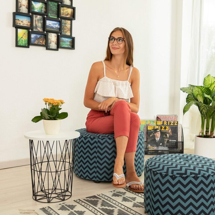 Relaxdays, weiß-schwarz runder Beistelltisch mit Metallkorb, dekorativer Couchtisch, Wohnzimmertisch modern, 45cm hoch,  (Design A)