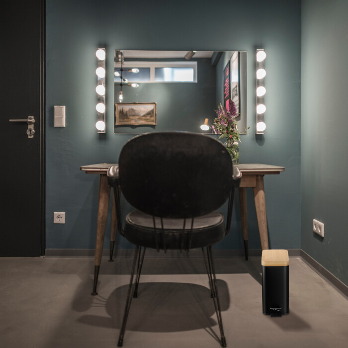 Relaxdays Bad Mülleimer 5 l mit Bambusdeckel
