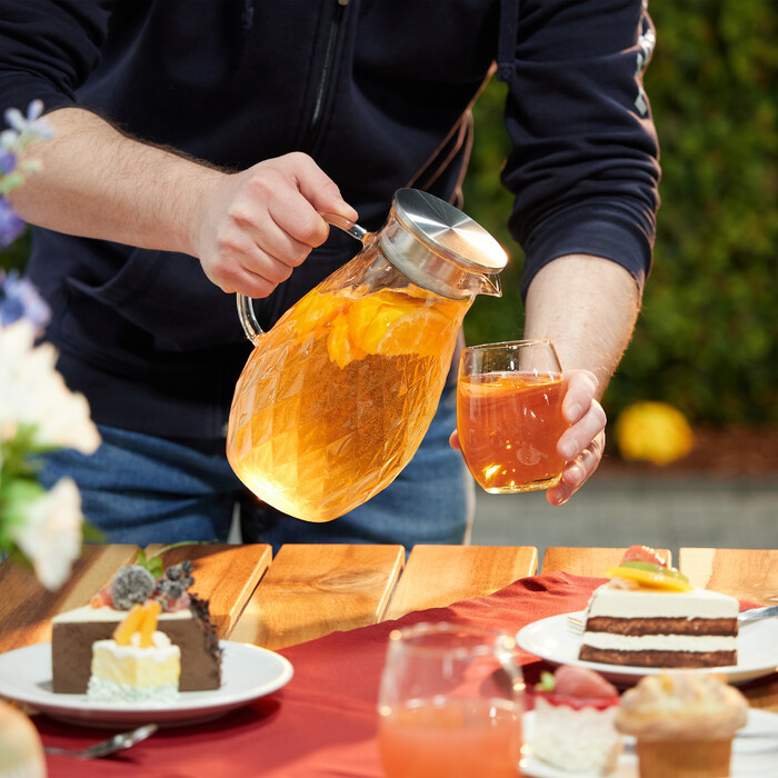 Relaxdays Glaskaraffe mit Deckel 2 Liter