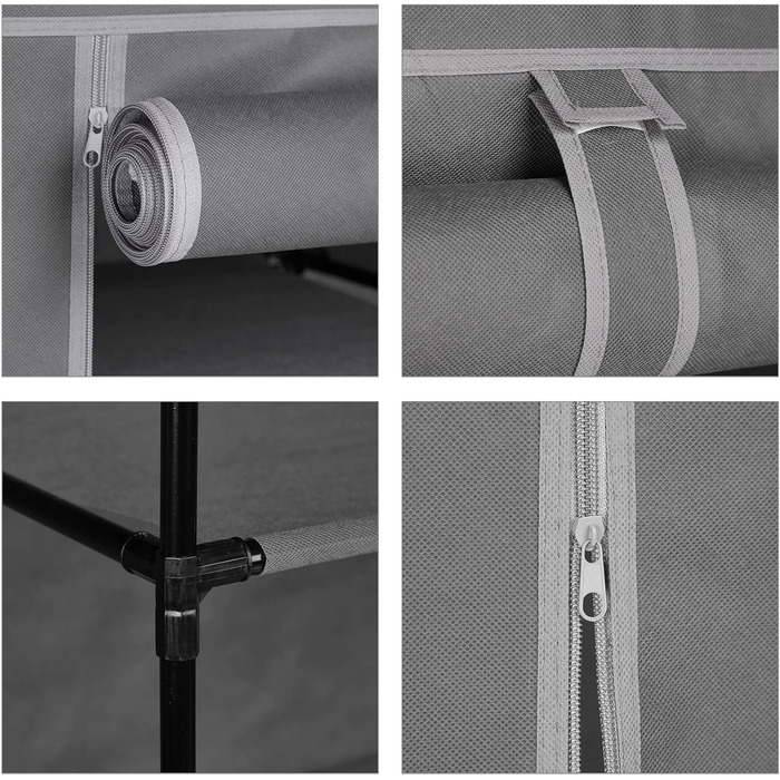 Relaxdays Schuhschrank Stoff, 5 Fächer, 15 Paar Schuhe, Abnehmbarer Bezug, Schuhregal, HxBxT: 90 x 60 x 30 cm, anthrazit