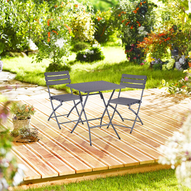 Relaxdays Balkonmöbel Set 3-teilig in Holzoptik