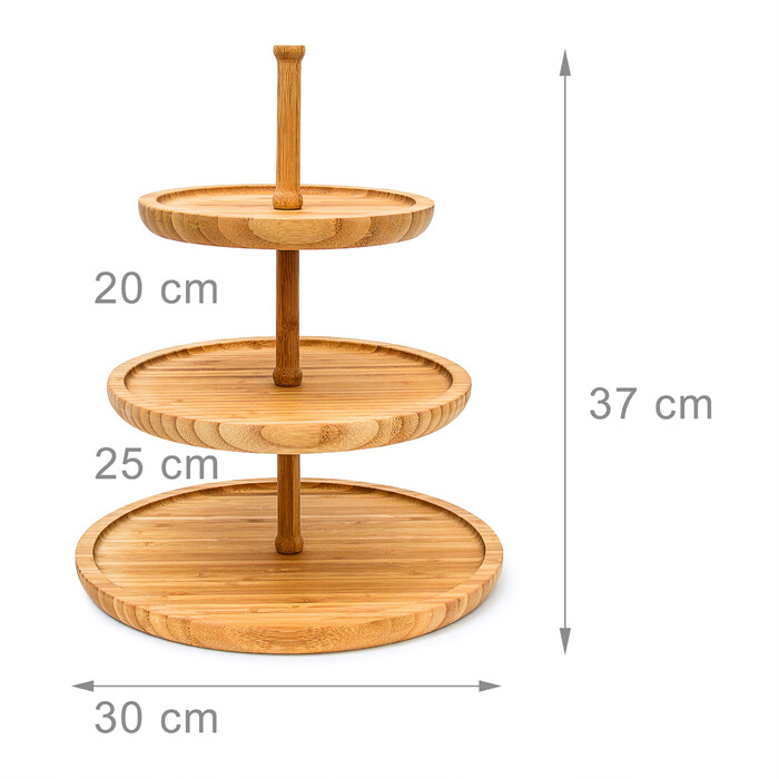 Relaxdays Etagere Bambus mit 3 Schalen