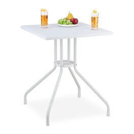 Relaxdays Gartentisch in weißer Rattan-Optik
