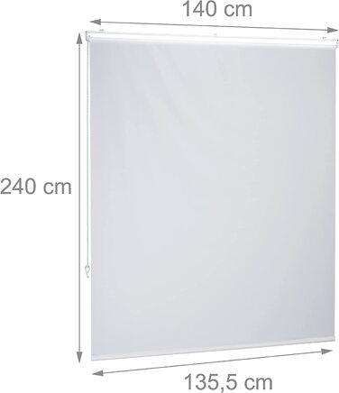 Relaxdays Duschrollo,  Seilzugrollo für Dusche & Badewanne, Decke & Fenster, Badrollo wasserabweisend, weiß, PVC, Aluminium, Kunststoff (140x240 cm)