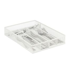Relaxdays Besteckkasten Metall weiß