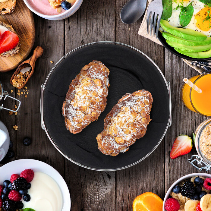 Relaxdays Runder Brotkorb Metall mit Stoffeinsatz