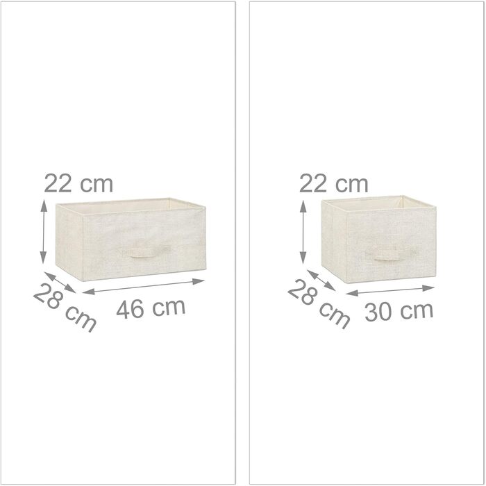 Relaxdays Regalsystem, 5 Stoff-Schubladen, Metall & Holz, 77,5x83x29 cm, beige, Design E