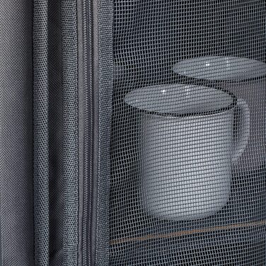 Relaxdays Campingschrank mit 2 Ablagen, HBT: 87x47,5x47,5 cm, Campingregal mit Tischaufsatz, Stauraum im Vorzelt, grau