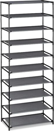 Relaxdays Schuhschrank, 9 Fächer, 27 Paar Schuhe, abnehmbarer Bezug, HxBxT 150x60x30cm, anthrazit