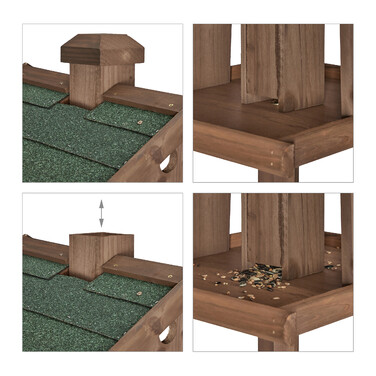 Relaxdays Braunes Vogelfutterhaus mit Ständer