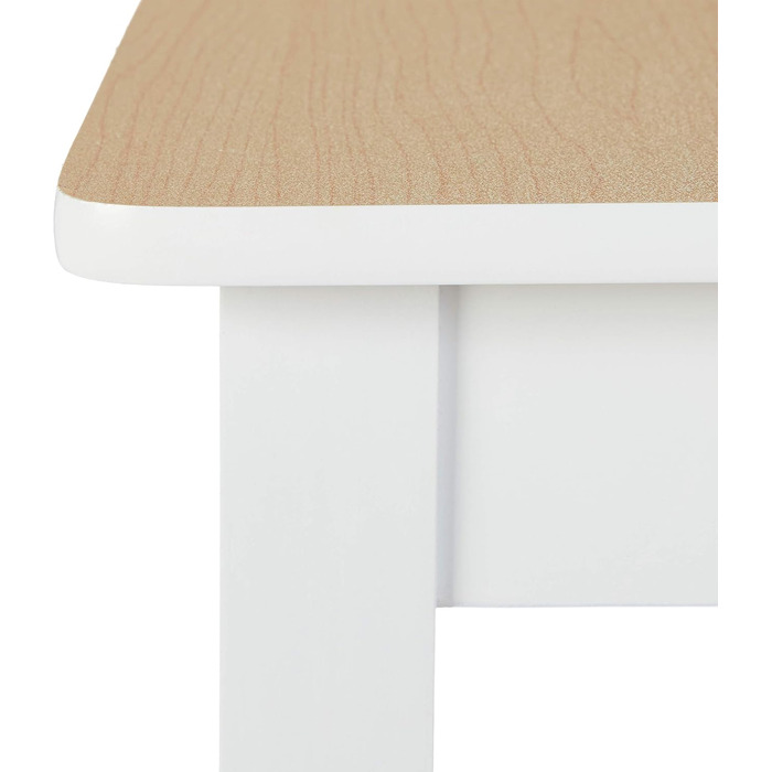 Relaxdays Kindertisch mit 2 Stühlen, 3-teiliges Set, robuste Kindermöbel, MDF, weiß/Natur, 48x60x60 cm