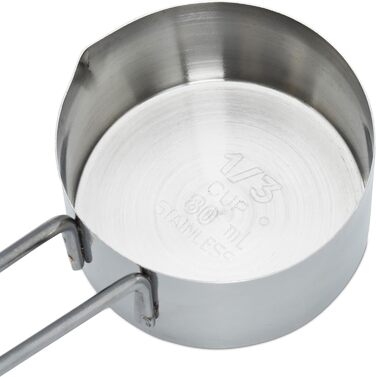 Relaxdays Messbecher & Löffel Set, 8-teilig, Edelstahl, US & ml, Portionierlöffel, Silber