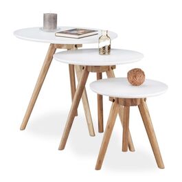 Relaxdays Beistelltisch 3er Set Walnuss
