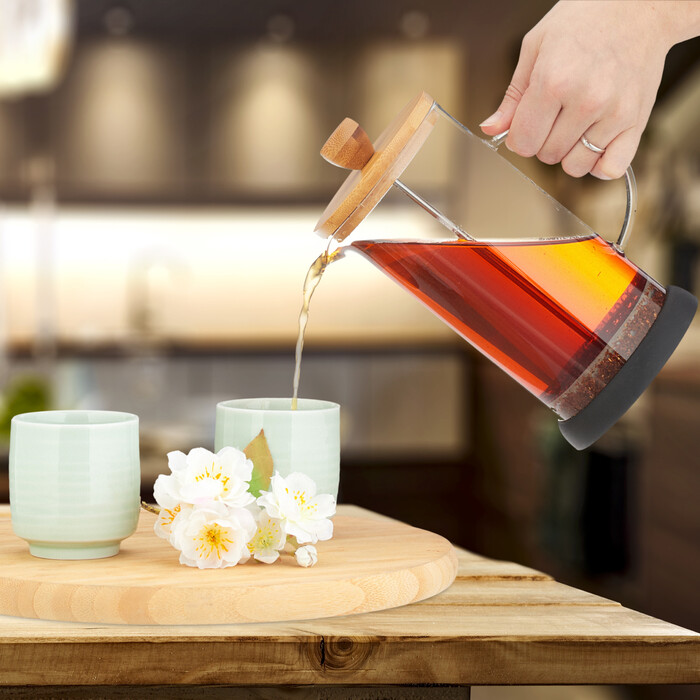 Relaxdays Kaffeebereiter mit Bambusdeckel