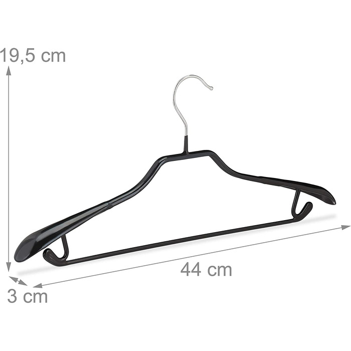 Relaxdays Kleiderbügel für Anzüge, 10er Set, gummiert, Metall, rutschfest, platzsparend, 44 cm, PVC-beschichtet