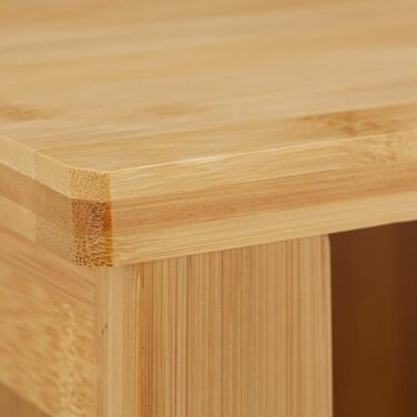Relaxdays Badezimmerschrank Bambus, HBT: 92x50x25 cm, Badschrank mit Lamellentüren, natur, 1 Stück