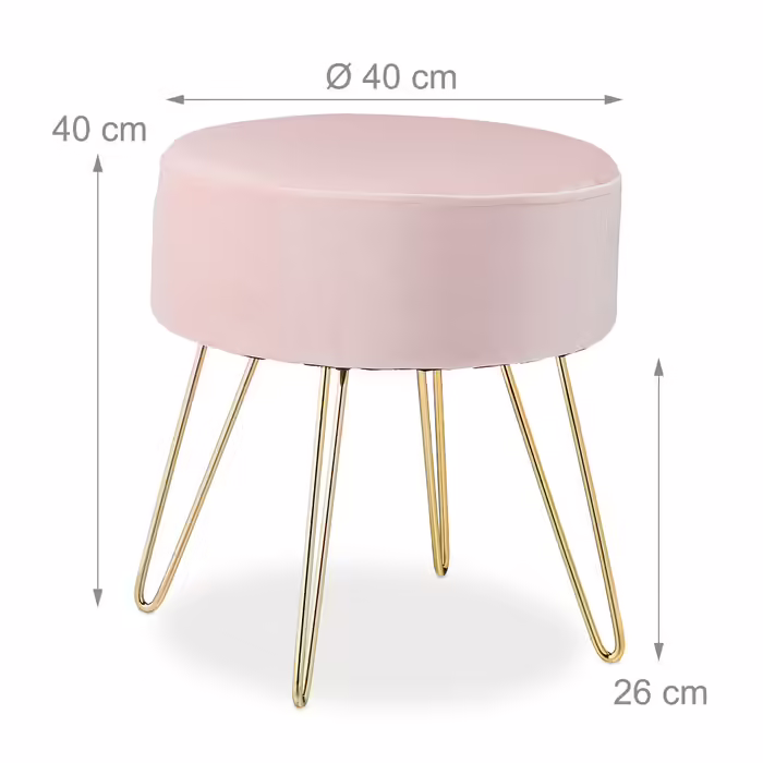 Relaxdays Samthocker mit Metallbeinen rosa