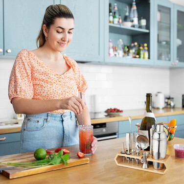 Relaxdays 16-tlg. Cocktail Set mit Ständer
