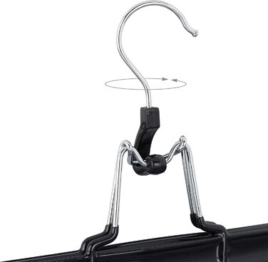 Relaxdays, schwarz Hosenbügel Metall 10er Set, 360° drehbarer Haken, fest schließend, Rockbügel, gummierte Klemmen, 26cm, PVC