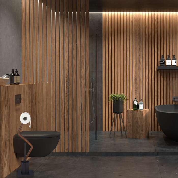 Relaxdays WC Garnitur stehend schwarz
