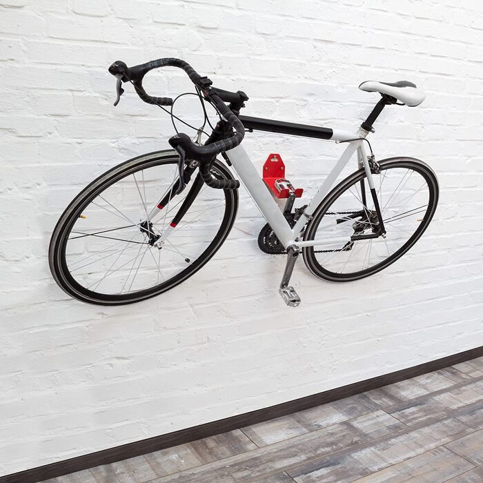 4x Fahrradhalterung, Aufhängen am Pedal, Fahrradhalter zur Wandmontage, Bis 20 kg, Auflagefläche B x T: ca. 10 x 14,5 cm