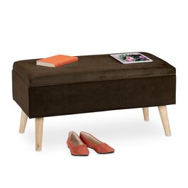 Relaxdays Samt Sitzbank mit Stauraum