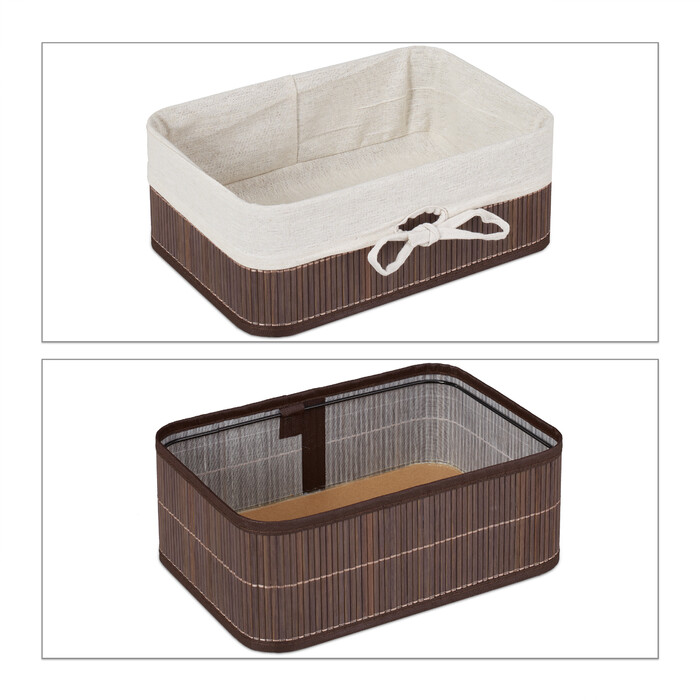 Relaxdays Aufbewahrungskorb 3er Set Bambus