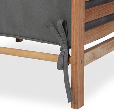 Relaxdays Wäschekorb Holzgestell, 60 L Stoffbeutel, HxBxT: 63,5 x 43 x 43 cm, ohne Deckel, Wäschesammler, Natur/grau