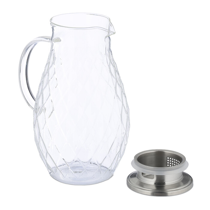 Relaxdays Glaskaraffe mit Deckel 2 Liter