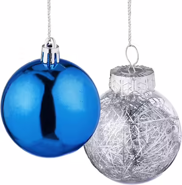Relaxdays Weihnachtskugeln 101er Set, Kunststoff, Baumdeko mit Kugeln & Spitze, rosa/weiß (Blau)